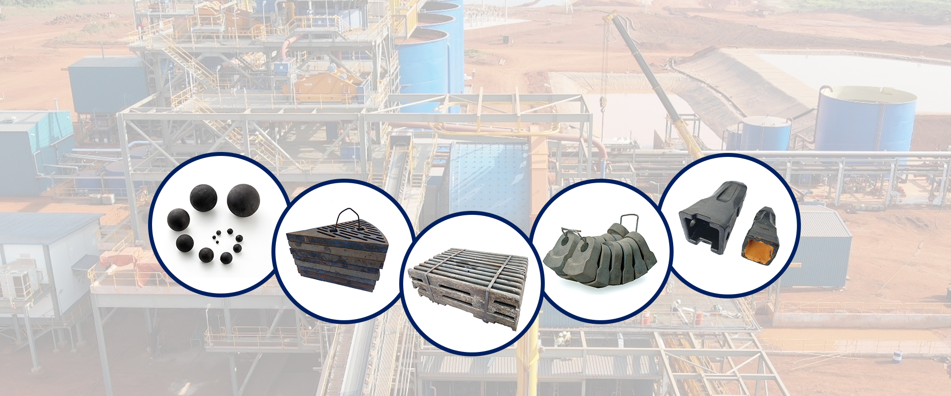 Display of jaw plate and bucket tooth castings